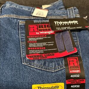 Wrangler Men's Jeans Blue Relaxed Fit with Thermal Lining